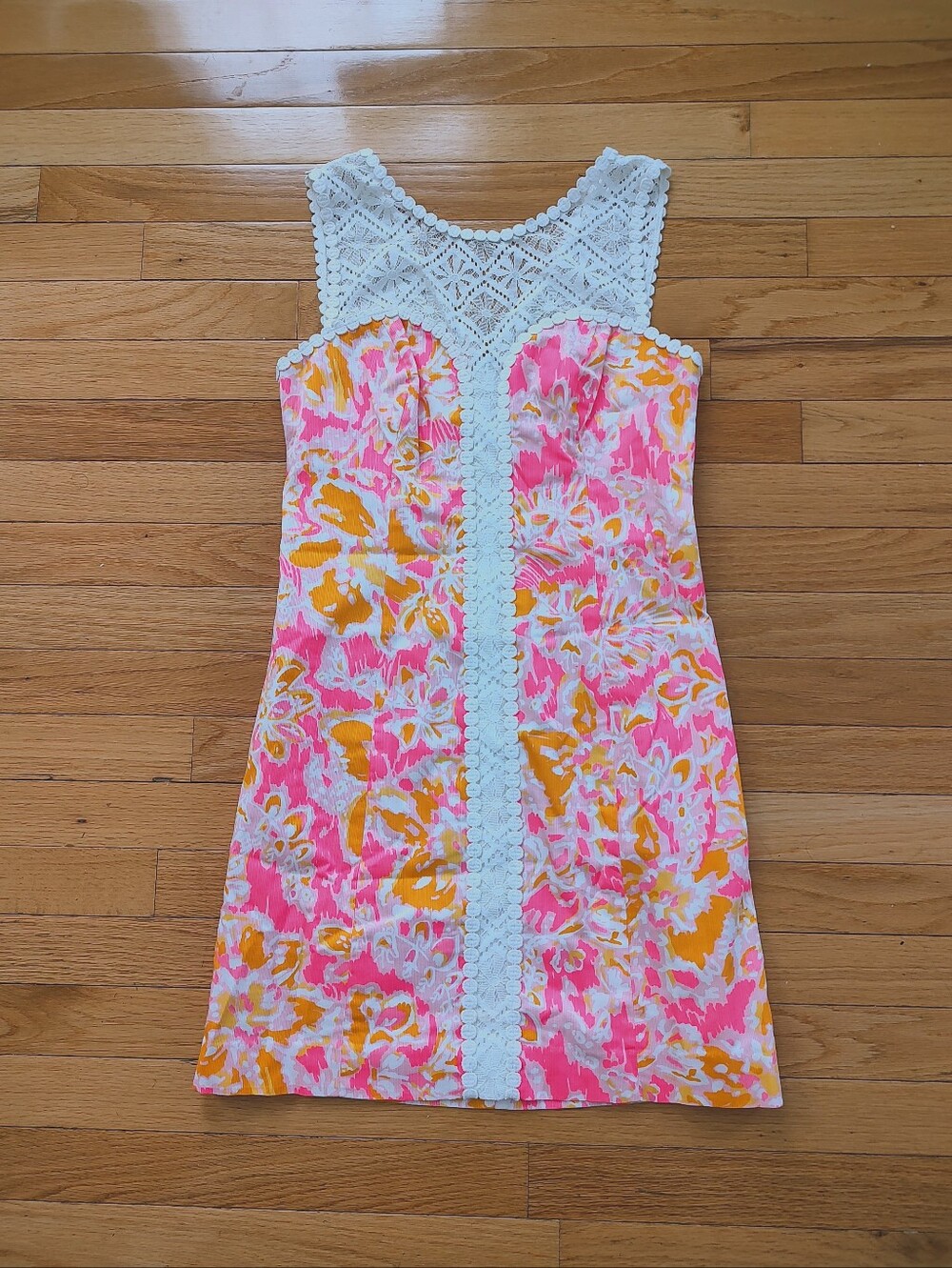 Lilly Pulitzer Sofia floral shift mini dress crochet lace 0